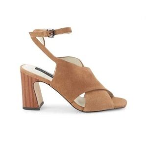 Sanctuary Rowdy Rebel Tan Suede Wood Block Heels